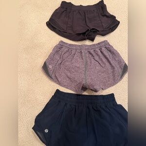 Lululemon hotty hot shorts 3 pairs